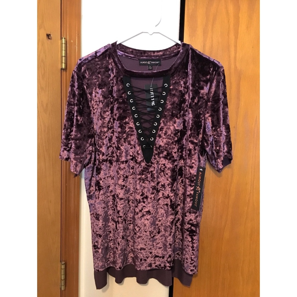 Hot Topic Crushed Velvet Purple Shirt